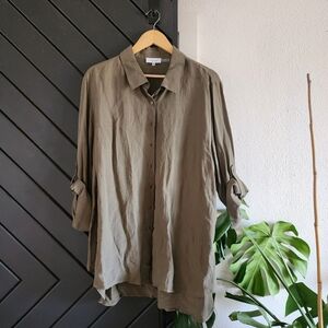 NWOT Calvin Klein Khaki Button Up Shirt - Sz 1X